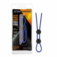 Stay Hard Double Loop Cock Ring - Blue