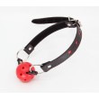 Love In Leather Breathable Ball Gag - Red and Black