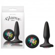Glams Mini Black Silicone Gemstone Butt Plug