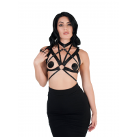 Love In Leather Elastic bra cage with ring detail One size fits most - fully adjustable. 
