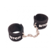 Love in Leather "BITCH" Fluffy Handcuffs