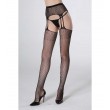 Regular Fishnet Thigh High Stockings With Attached Garter Black- LIN40106 